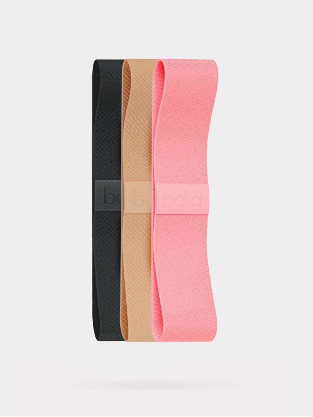 Bala Fabric Resistance Bands — Black, Tan, Pink 3-Pack